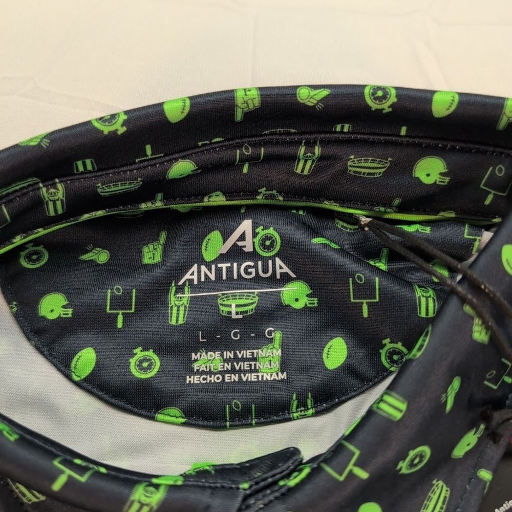 Antigua Seattle Seahawks NFL Mens Large Polo Shirt Green Football All Over Print - Picture 3 of 7